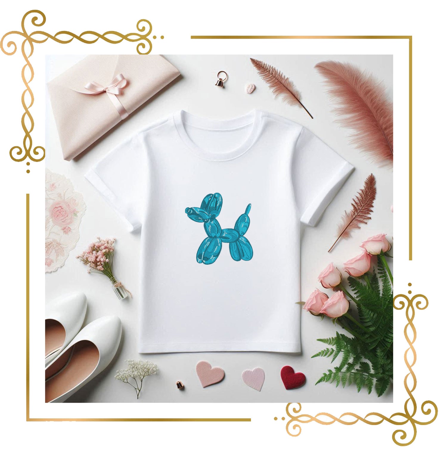 Kids Balloon Dog Embroidery Design – Shiny 3D Stitch Toy Look 3 Sizes