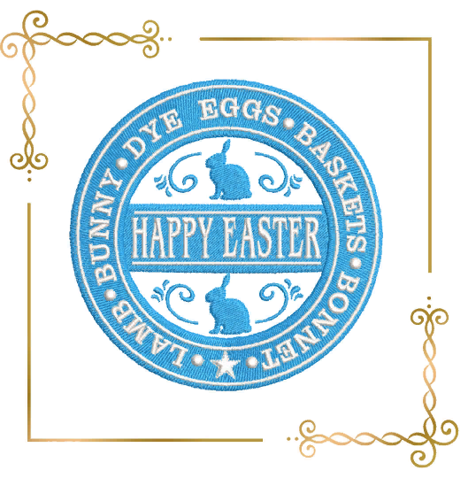Free design Easter holiday stamp starbucks labele lettering Bunny machine embroidery design