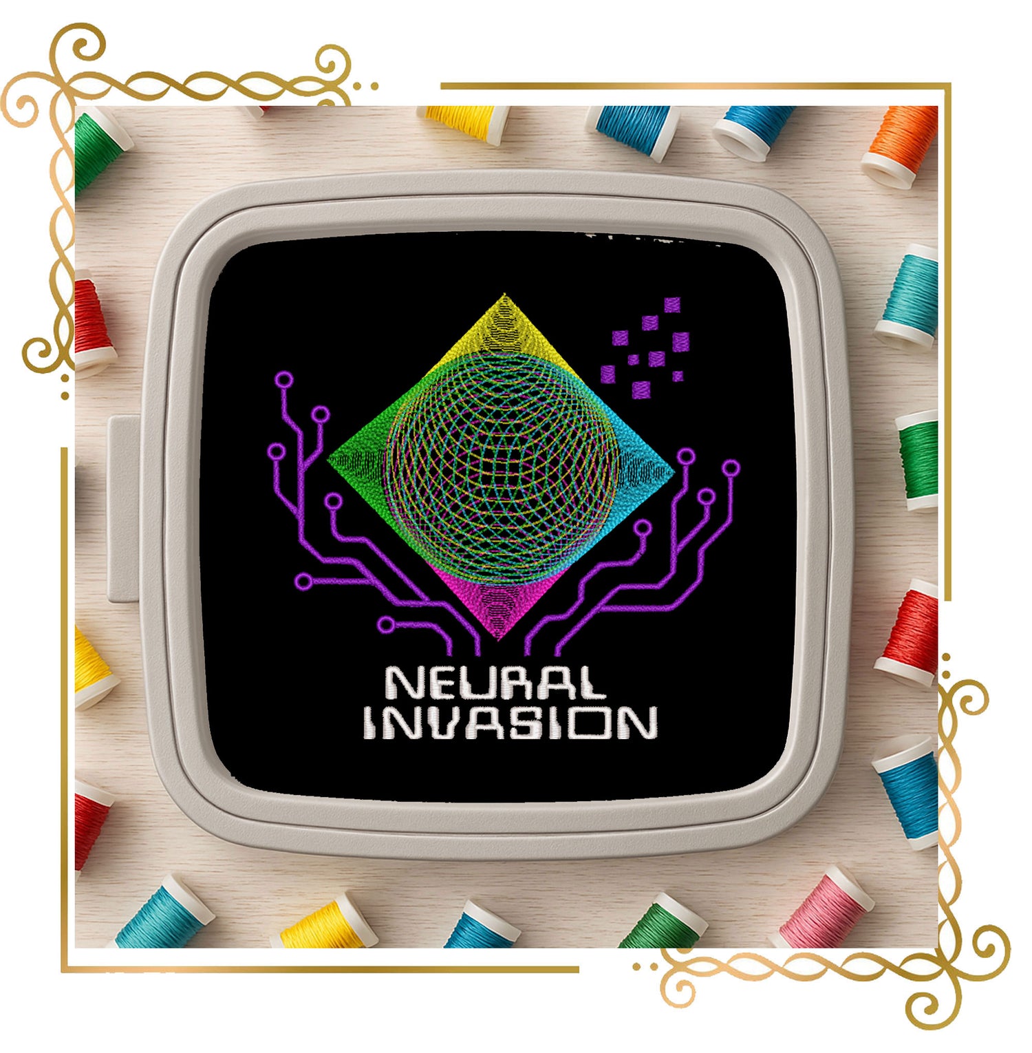 T-shirt NEURAL INVASION — The Future Has Arrived Modern Embroidery Design – Instant Download