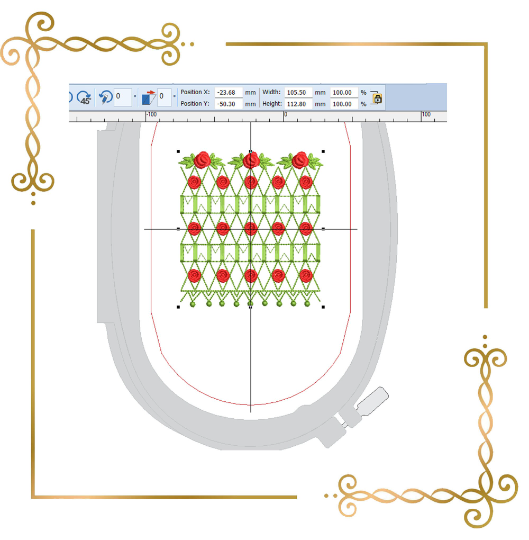 Free design Smocking Plate, Rose flower for dress machine embroidery design to the direct download.