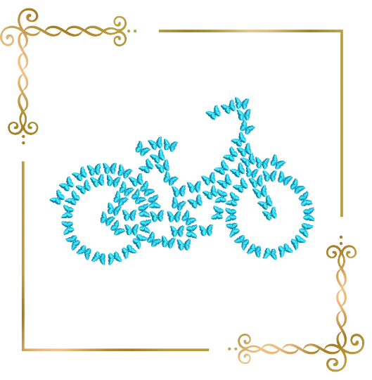Gift design Miscellaneous, Butterfly bicycle 2 Sizes embroidery design to the direct download.