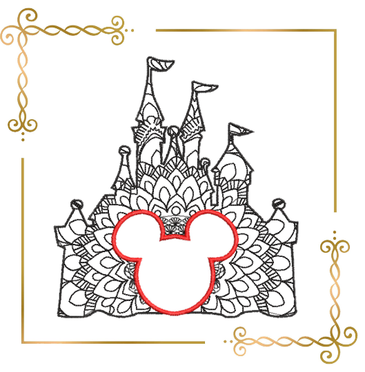 Gift design Mickey, Mouse, castle, embroidery design to the direct download.