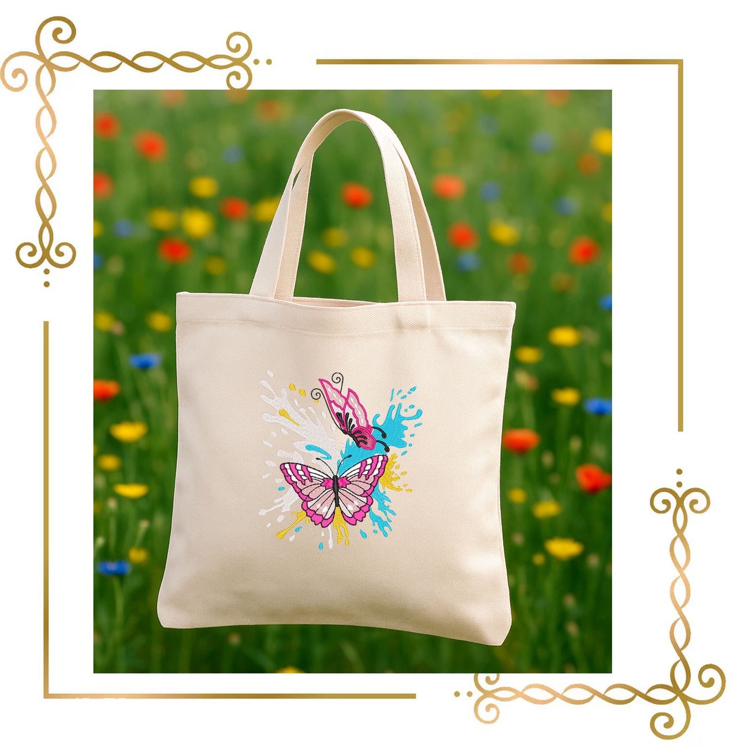 Magnificent Butterflies on Colorful Paint Splashes – Embroidery Design Instant Download