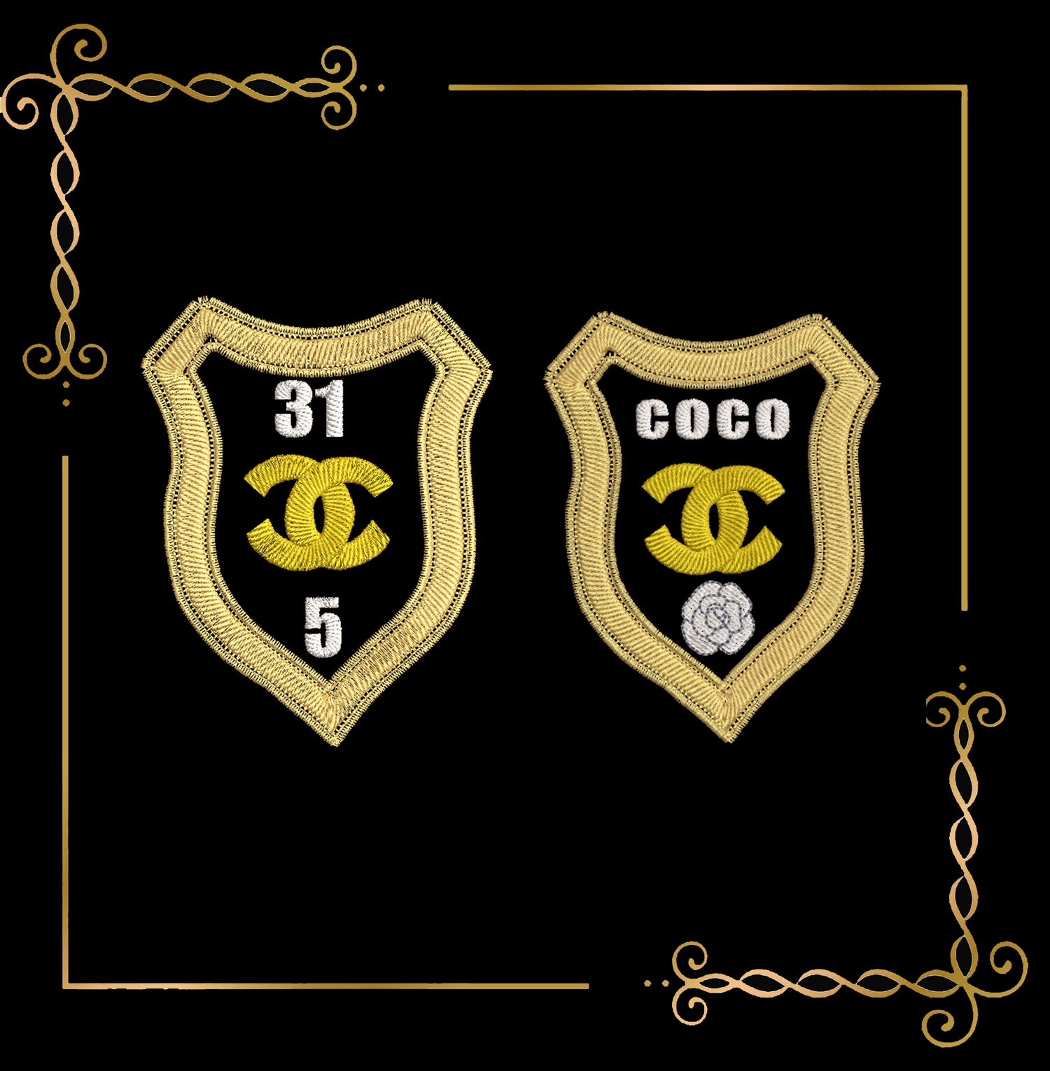 Logo Luxury - Coco Chanel Shield digital Embroidery Design