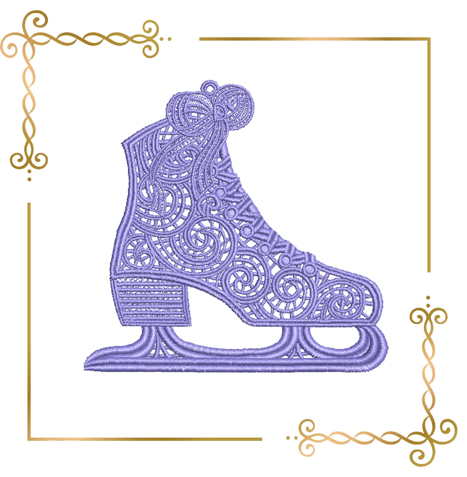 Christmas Lace Ice Skate Ornament Embroidery Design 2 sizes