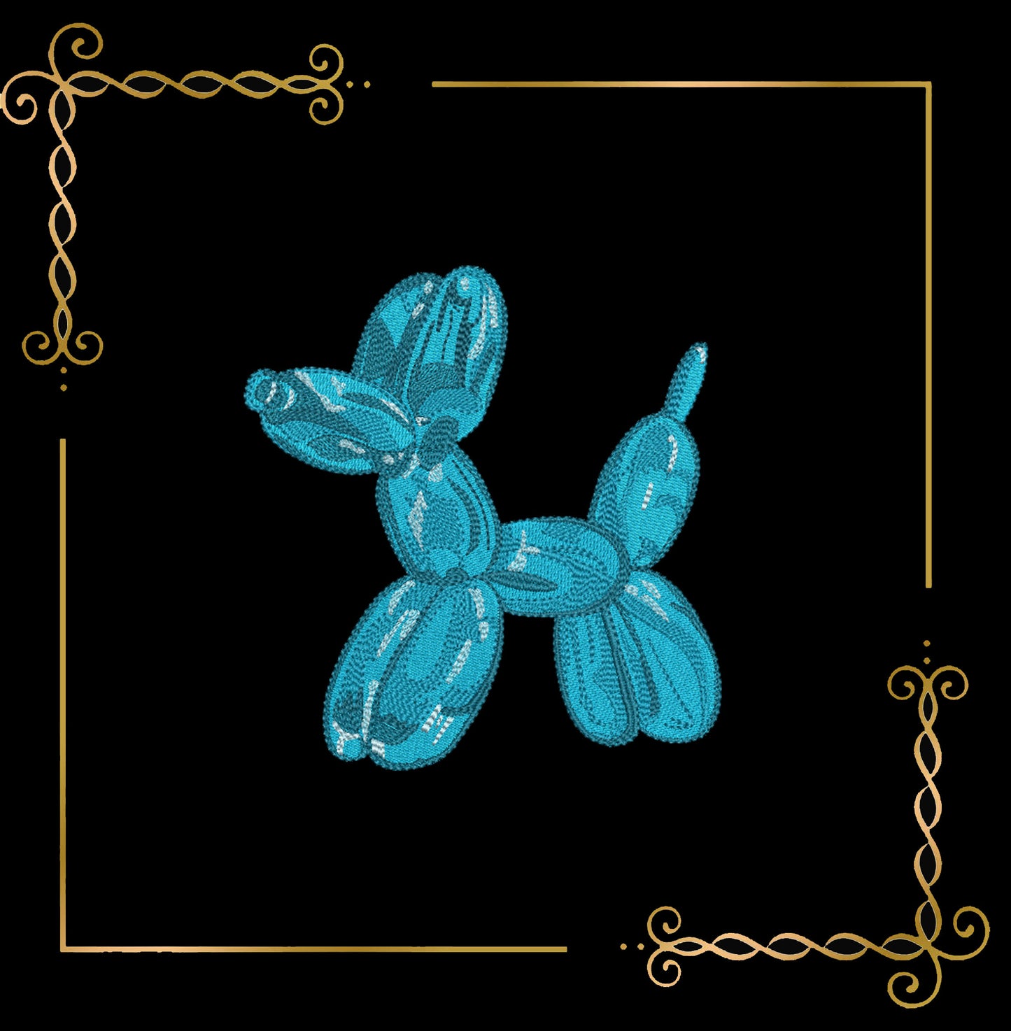 Kids Balloon Dog Embroidery Design – Shiny 3D Stitch Toy Look 3 Sizes