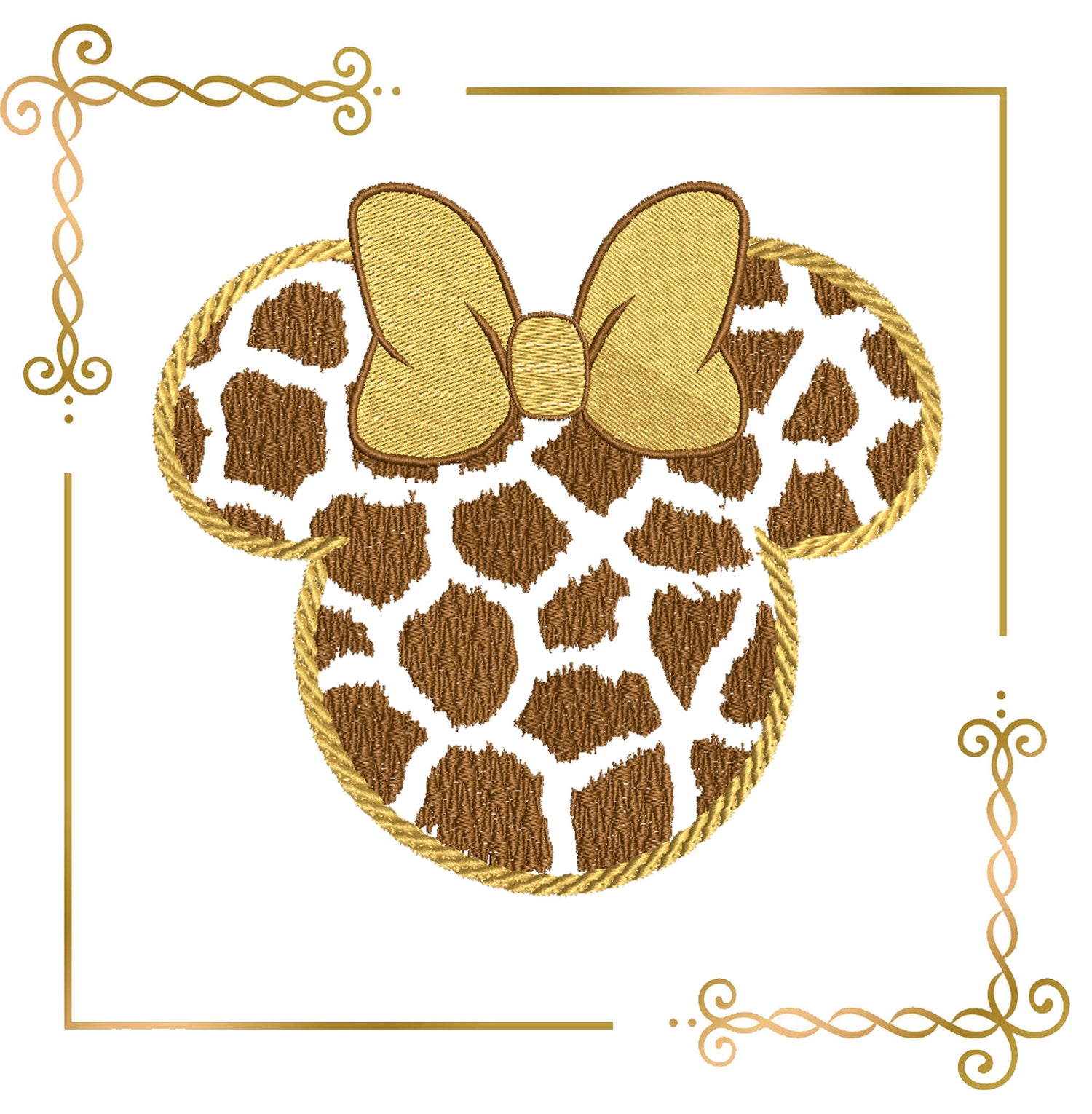 Minnie Mouse Head Safari Giraffe Print Silhouette with Bow 3 sizes