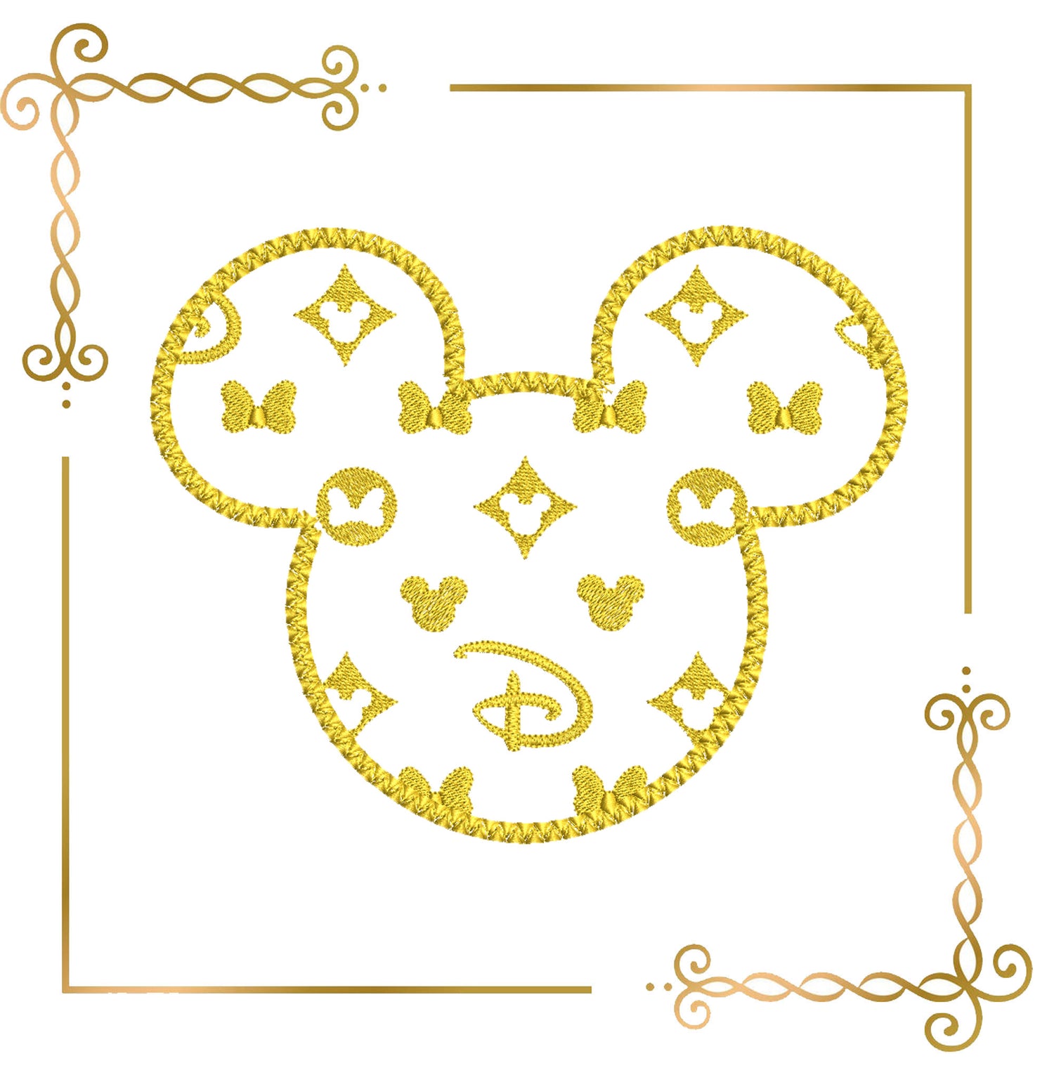 Mickey Mouse  Applique  Head  2 Sizes 2 options embroidery design to the direct download
