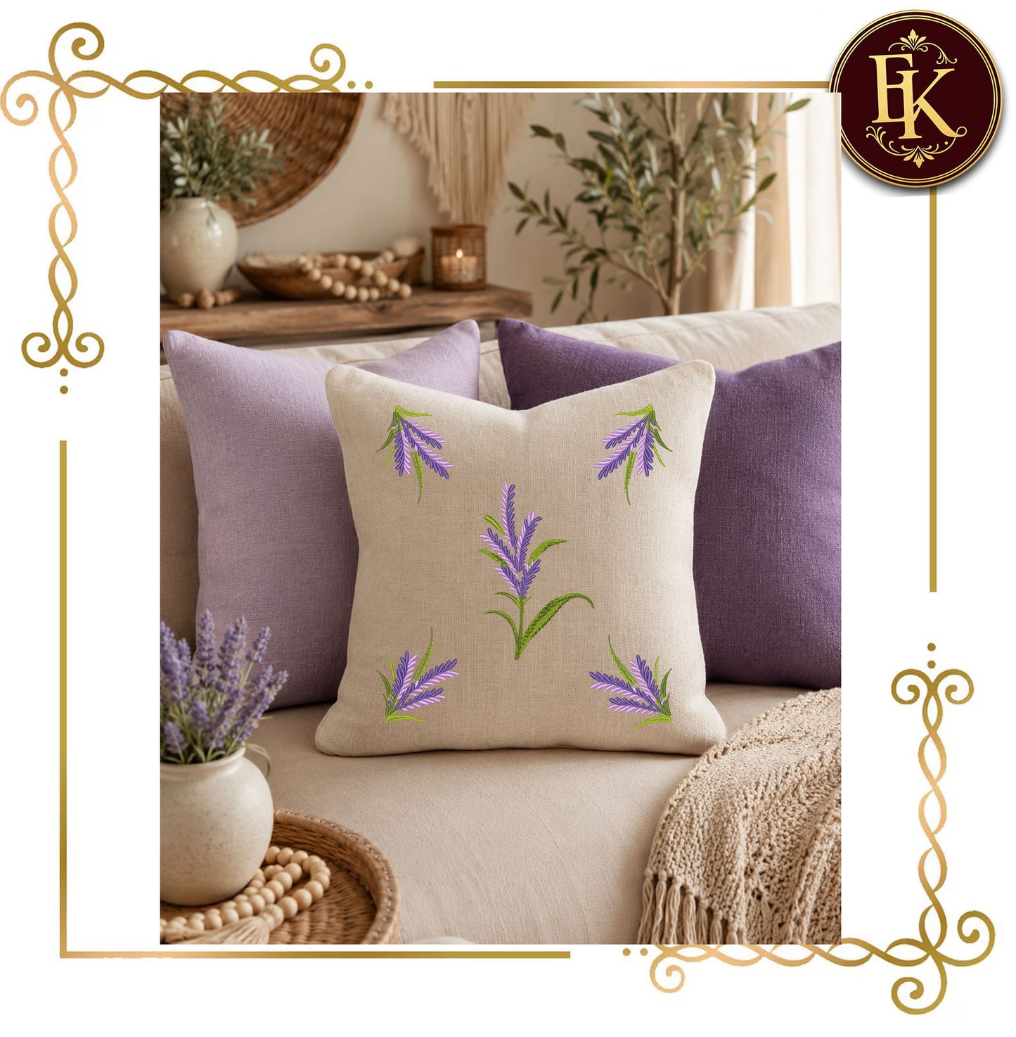 Flowers Embroidery Design Lavender Branch Set, Botanical Floral, Provence Herb Garden Motifs