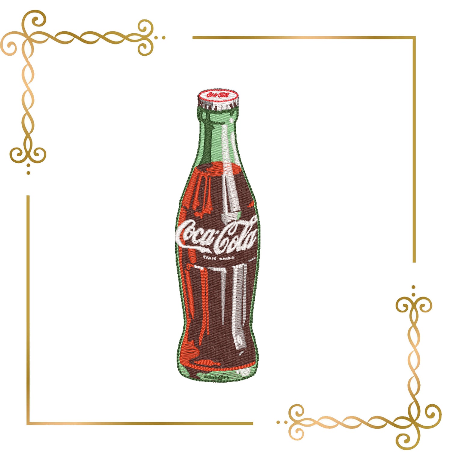 Logo Vintage Coca-Cola Bottle Embroidery Design digital Machine Embroidery