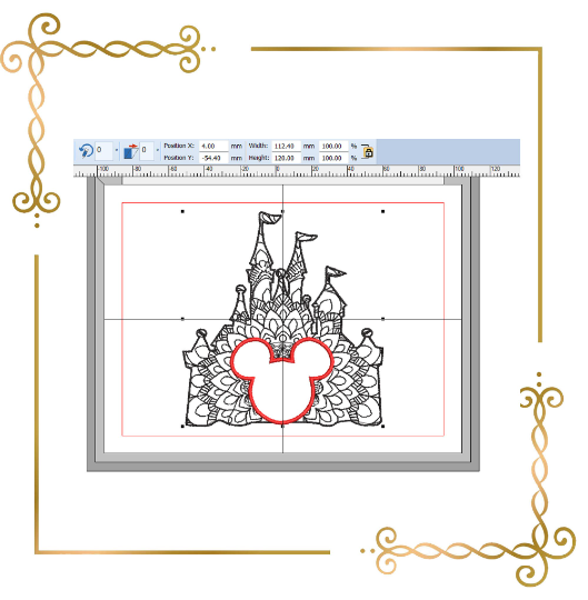 Gift design Mickey, Mouse, castle, embroidery design to the direct download.
