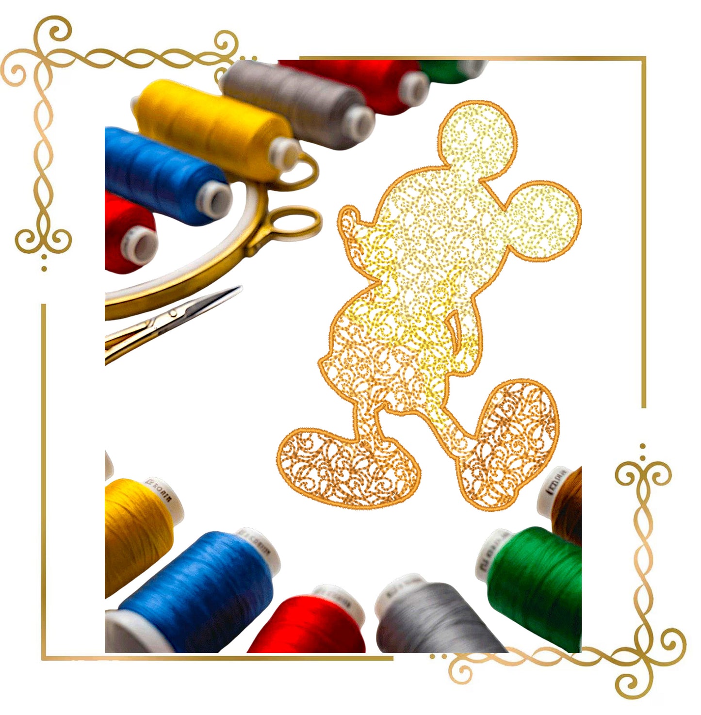 Mouse Mickey Lace silhouette Cartoon Mouse Artist Machine Embroidery File