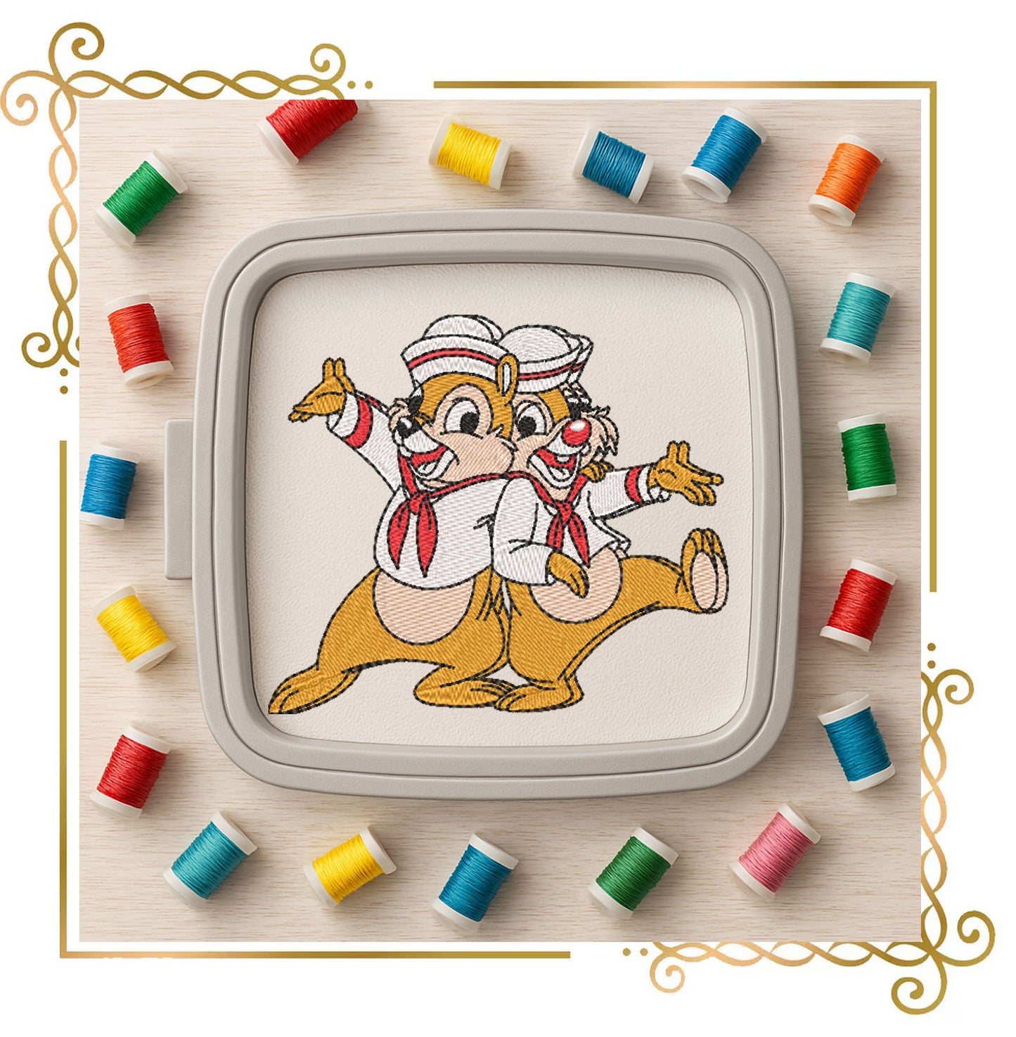 Characters and Cartoon Disney Chip and Dale embroidery design