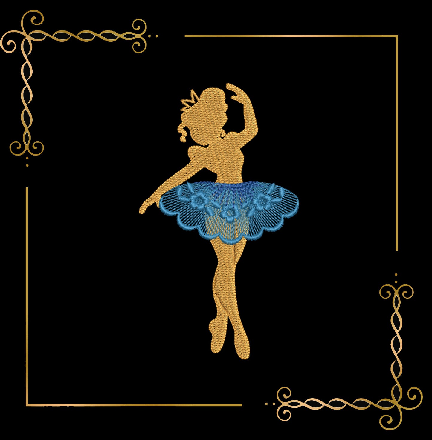 Ballerina Embroidery Design – Elegant Ballet Girl with Lace Tutu – Machine Embroidery File