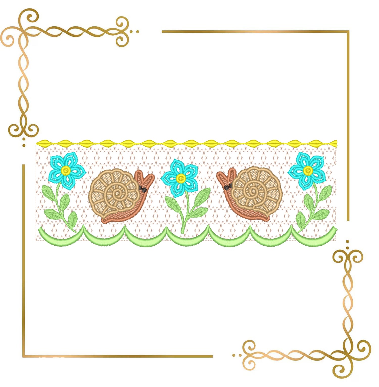 Smocking plate Embroidery Design Snail Smocking – Cute Animal Machine Embroidery File for Baby Dress or Children's Clothing