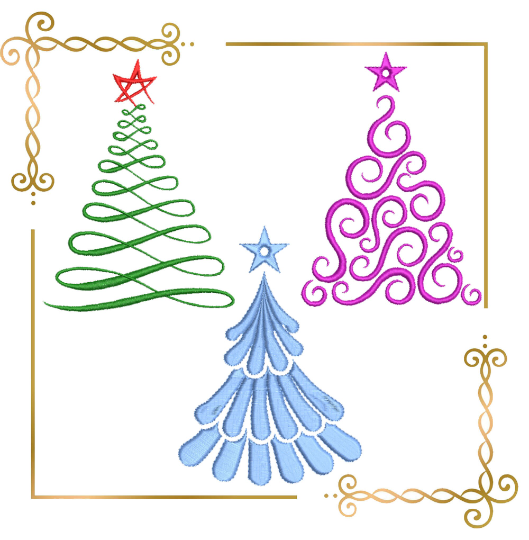 Christmas trees SET Winter Merry Christmas Super trendy Christmas tree machine embroidery design to the direct download
