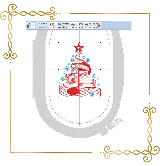 Winter, Weihnachtsbäume, Musiknoten, Musikbaum, Stickmuster zum direkten Download