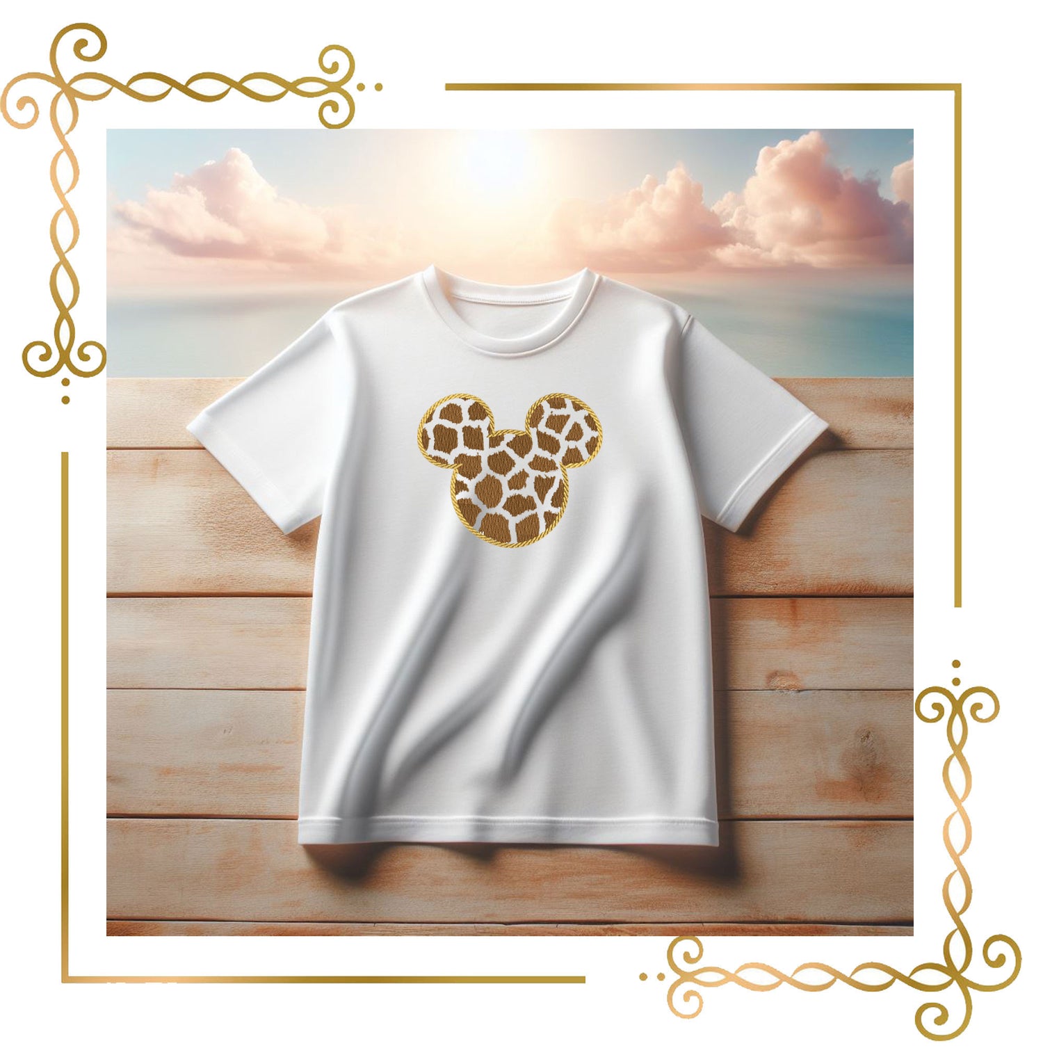 Mickey  Mouse Head Safari Giraffe Print Silhouette with Bow 3 sizes