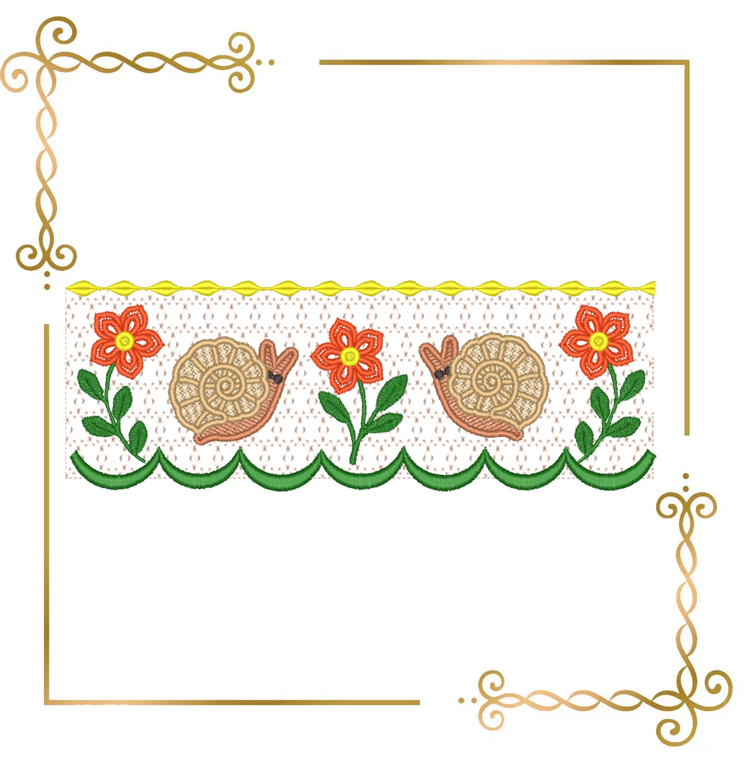 Smocking plate Embroidery Design Snail Smocking – Cute Animal Machine Embroidery File for Baby Dress or Children's Clothing