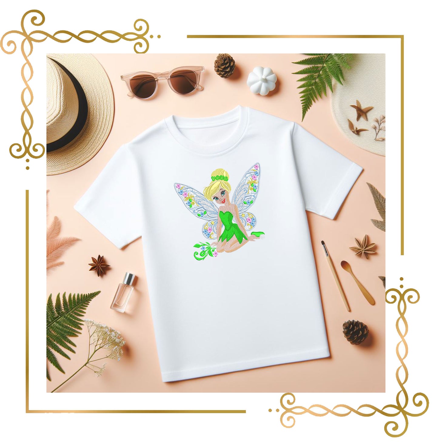 Princess Tinkerbell Flower fabulous fairy Disney character Embroidery design
