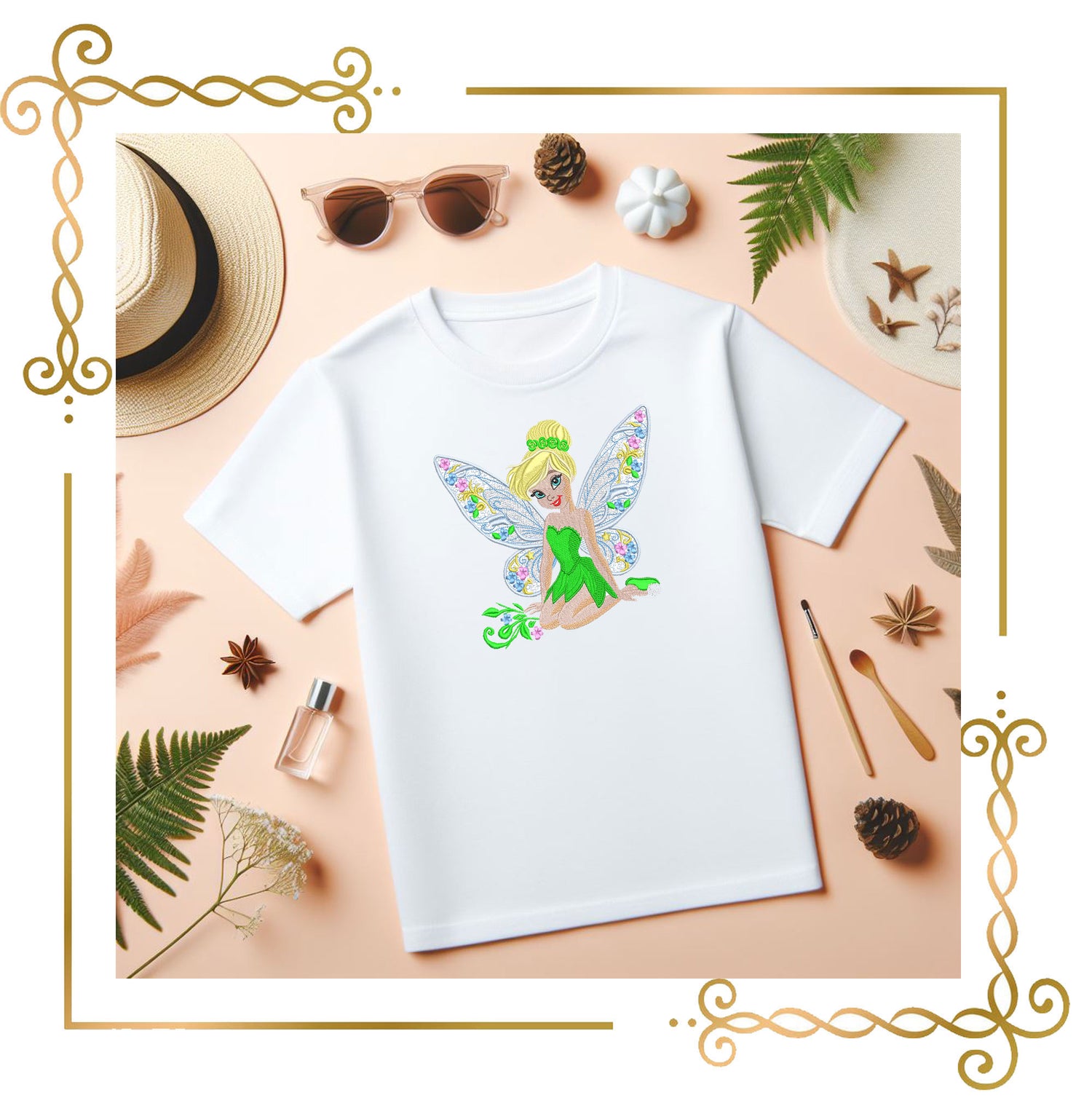Princess Tinkerbell Flower fabulous fairy Disney character Embroidery design