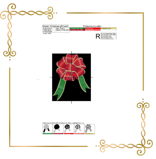 Weihnachtsgeschenk Schleife digitale Maschinenstickerei Design