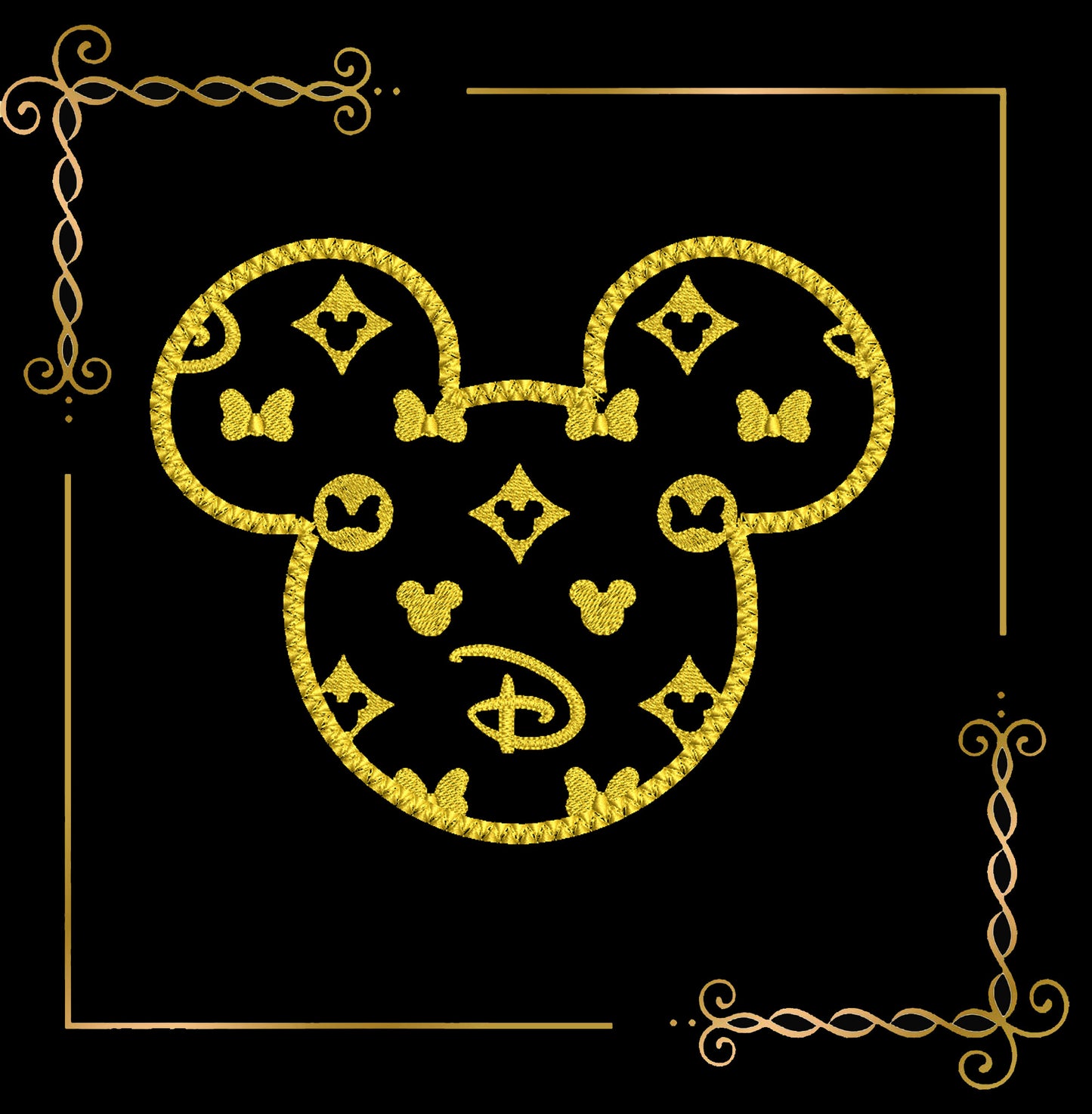 Mickey Mouse  Applique  Head  2 Sizes 2 options embroidery design to the direct download