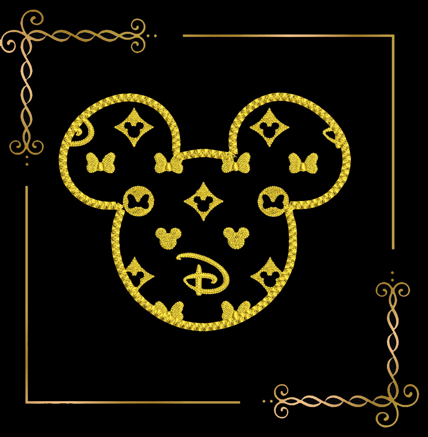 Mickey Mouse  Applique  Head  2 Sizes 2 options embroidery design to the direct download