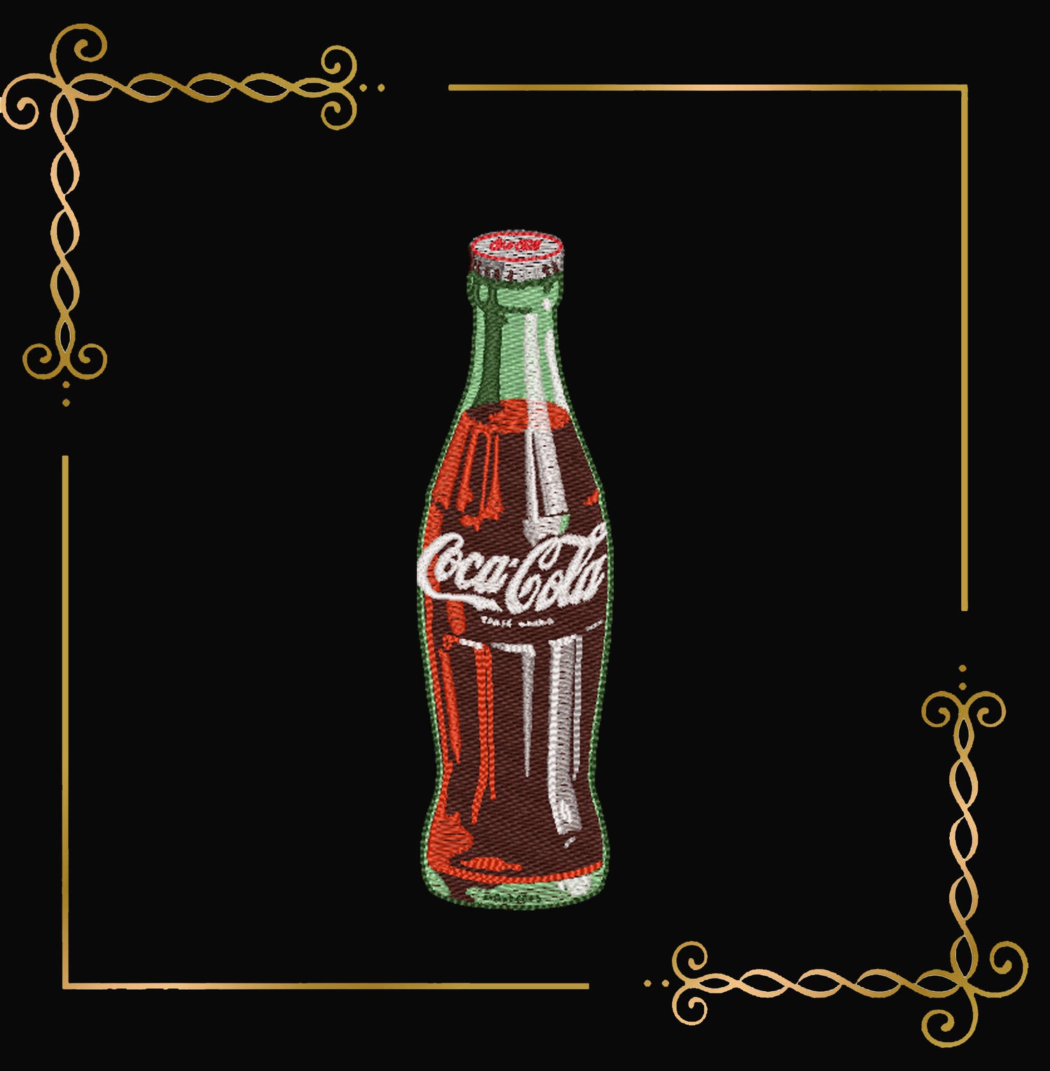 Logo Vintage Coca-Cola Bottle Embroidery Design digital Machine Embroidery