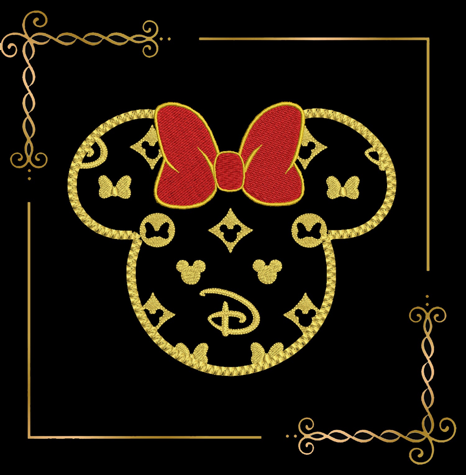 Minnie Mouse  Applique  Head  2 Sizes 2 options embroidery design to the direct download