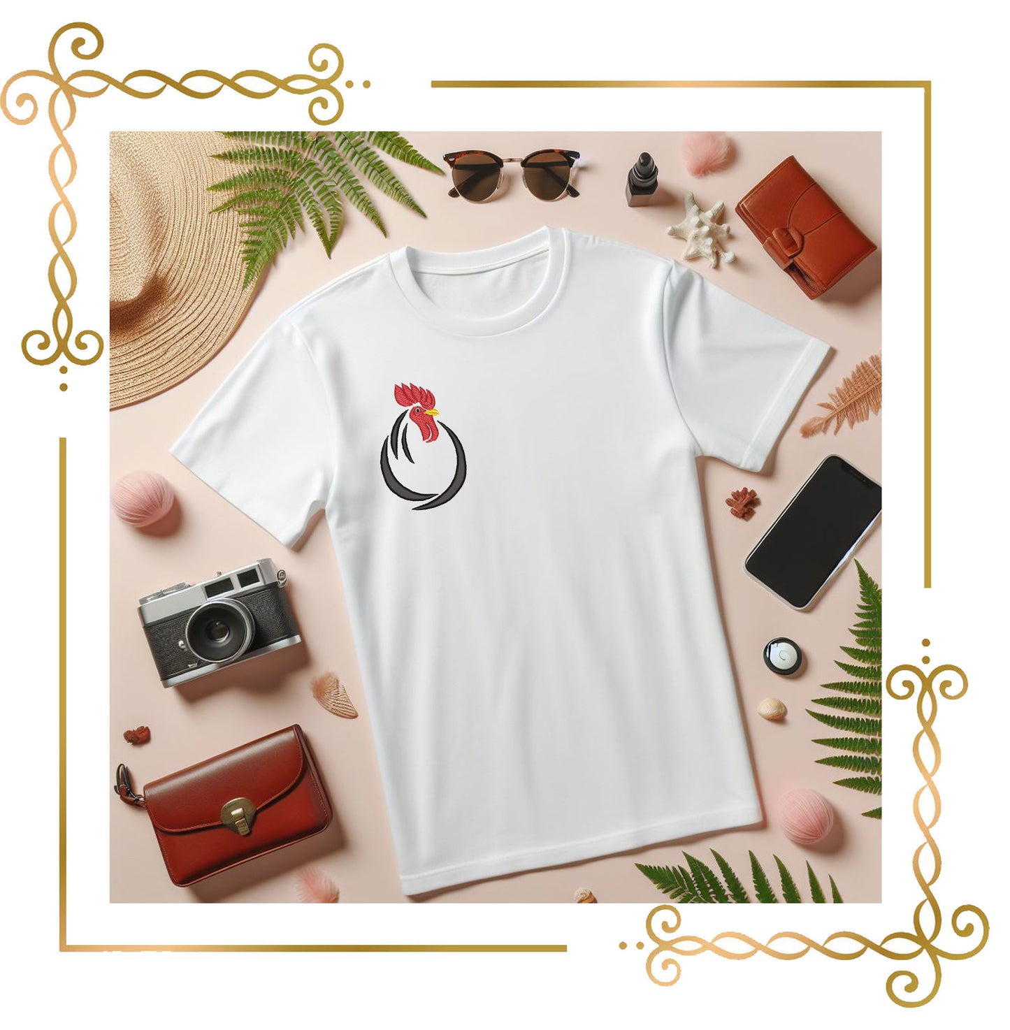 Free design Animal Minimalist Rooster Head Embroidery Design