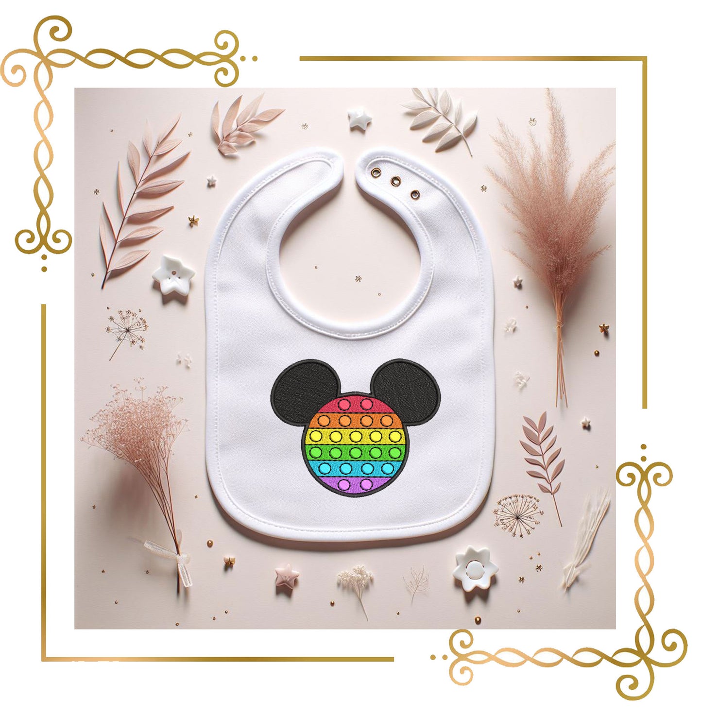 Mouse Head Rainbow Pop It Mickey Cartoon Embroidery Design 2 sizes
