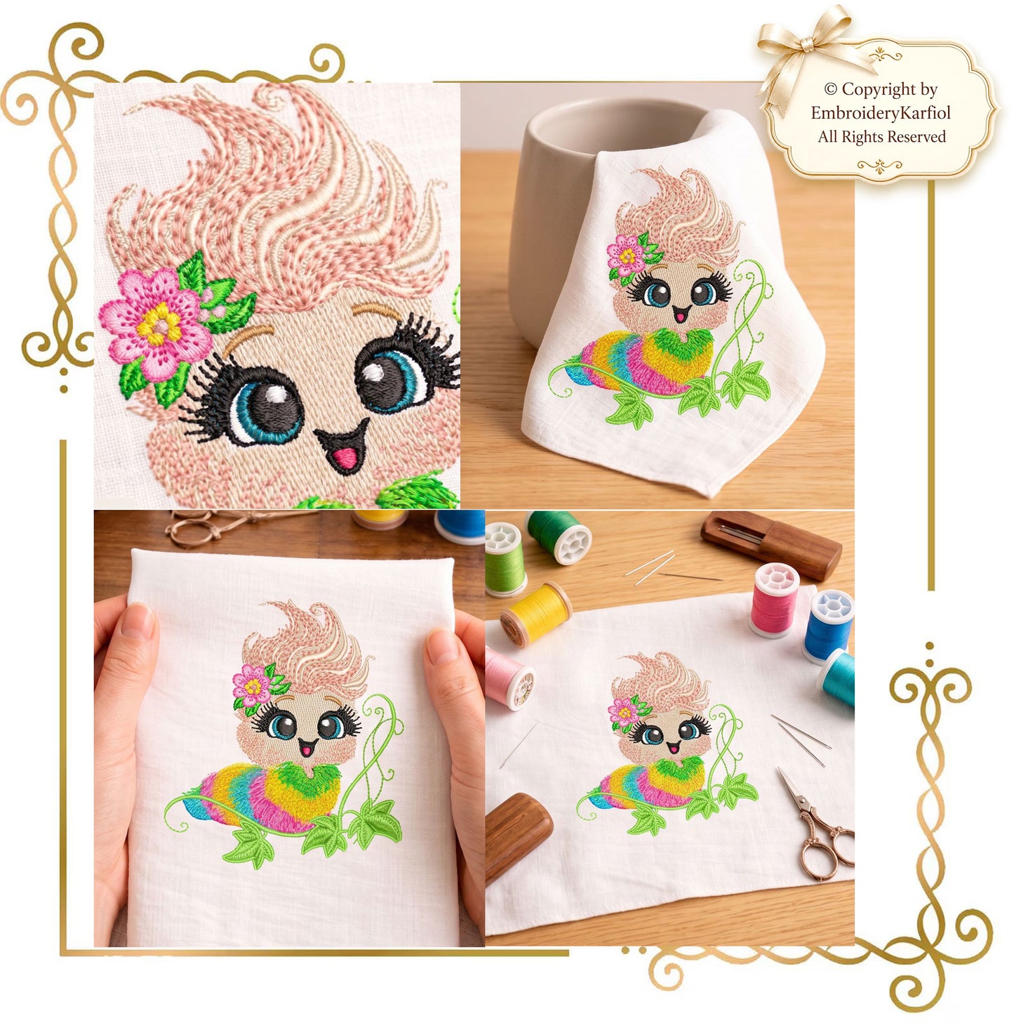 Cartoon Characters Rainbow Fluffy Caterpillar Embroidery Design (Digital Download)