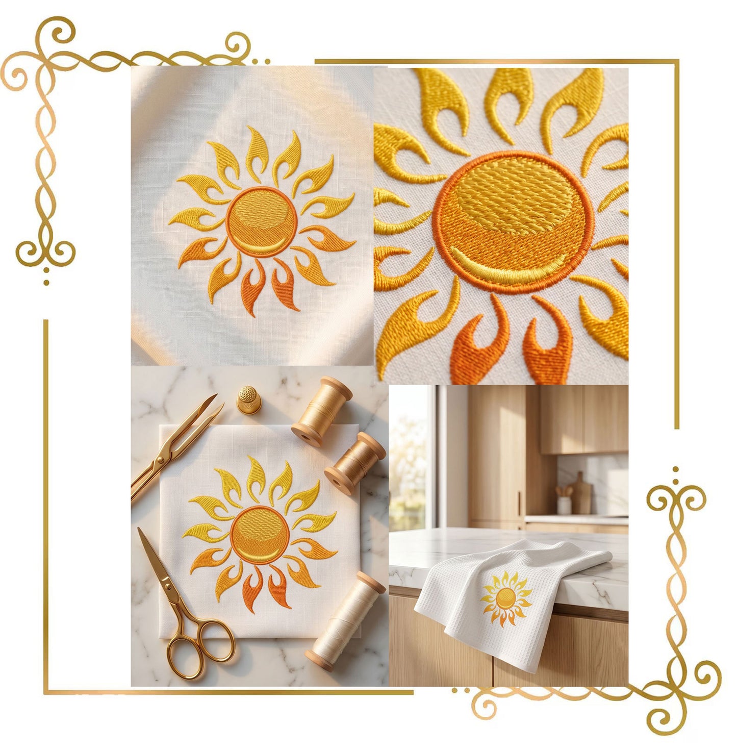 Cartoon Characters Sun Embroidery Design, Boho Sun Machine Embroidery, Celestial Sun Pattern, Summer Sunshine - Instant Download
