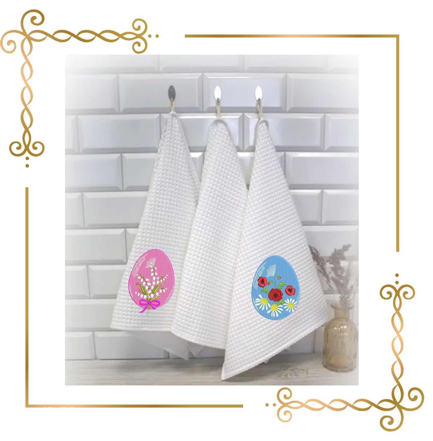 Easter eggs with flowers SET 12 St. embroidery design digital