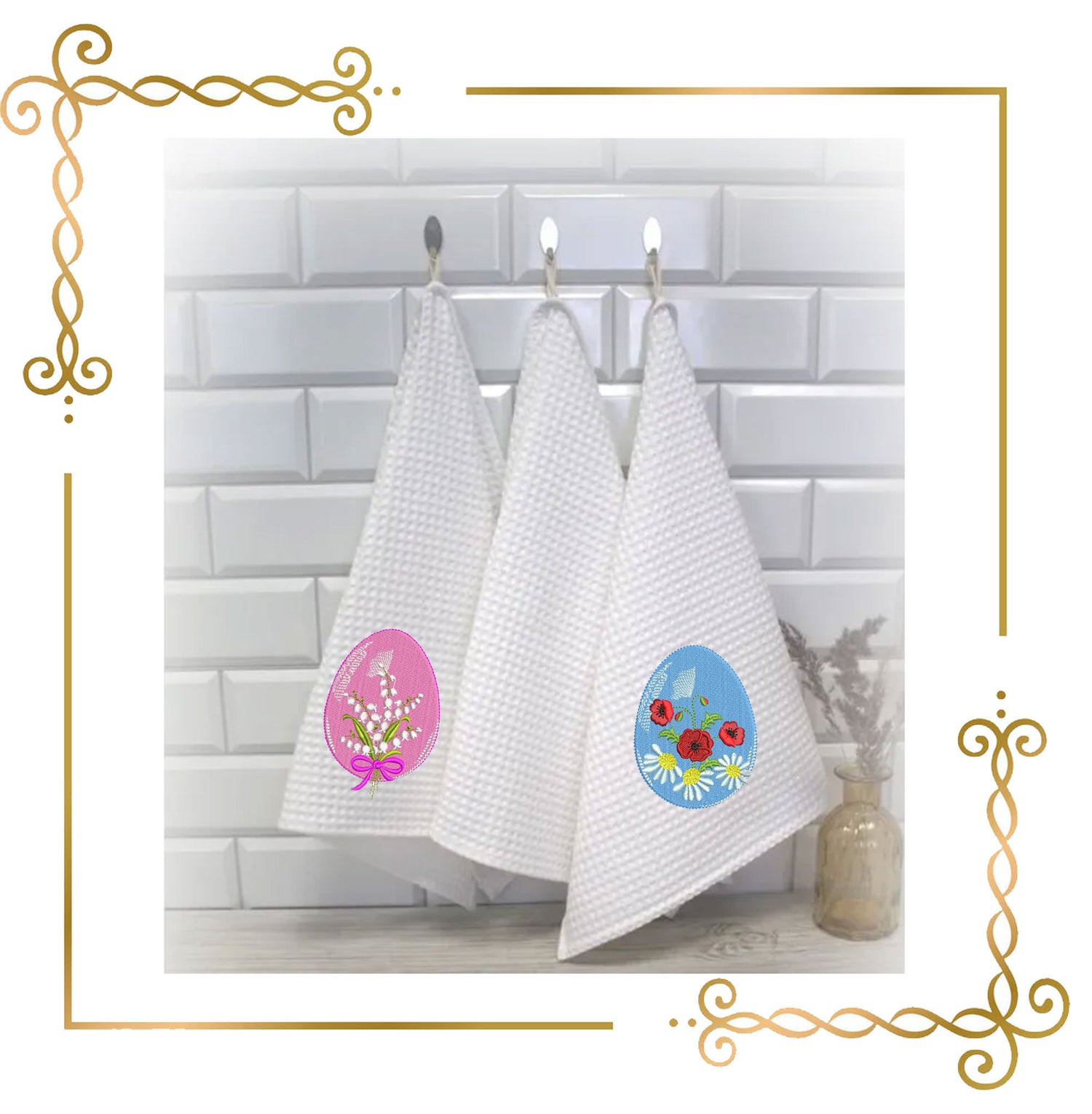 Easter eggs with flowers SET 12 St. embroidery design digital