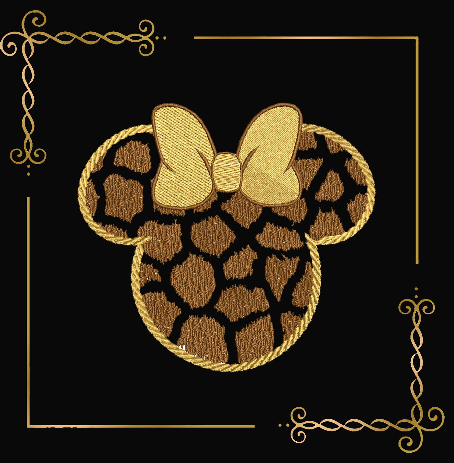 Minnie Mouse Head Safari Giraffe Print Silhouette with Bow 3 sizes