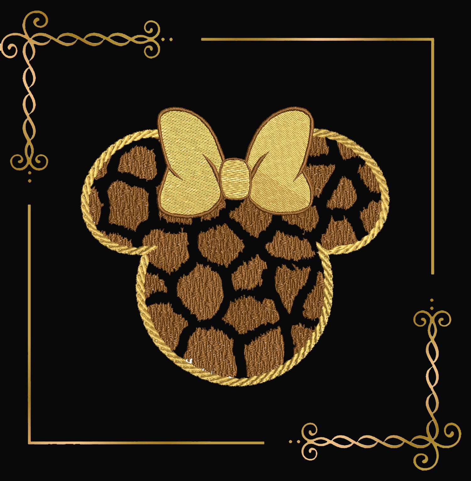 Minnie Mouse Head Safari Giraffe Print Silhouette with Bow 3 sizes