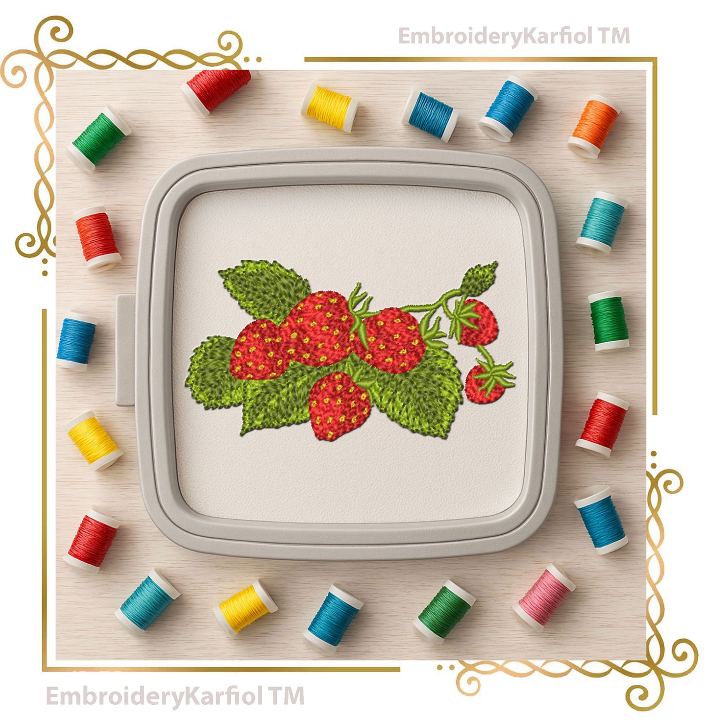 Flowers Embroidery Design Strawberry Branch, Realistic Berry Fruit, Botanical Summer Machine Embroidery Pattern, Instant Download