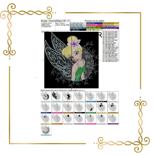 Princess Tinker Bell Fabulous Fairy Princes Disney,  Stars, embroidery desig