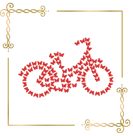 Gift design Miscellaneous, Butterfly bicycle 2 Sizes embroidery design to the direct download.