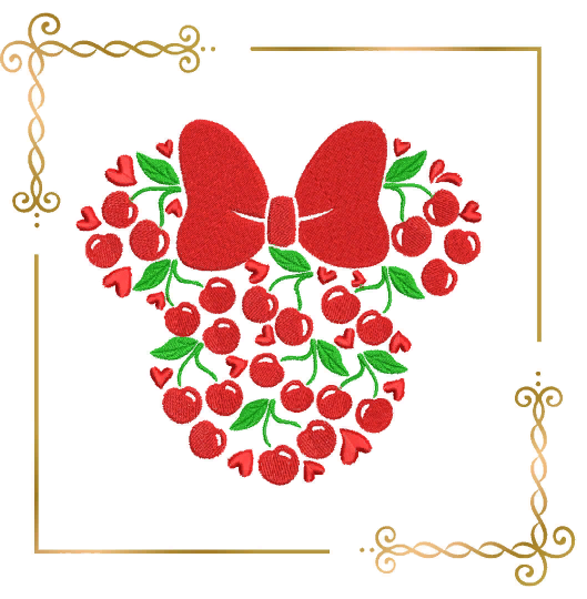 Minnie Mouse, Kopf, Maus, Cherry Summer, Stickmuster zum direkten Download.