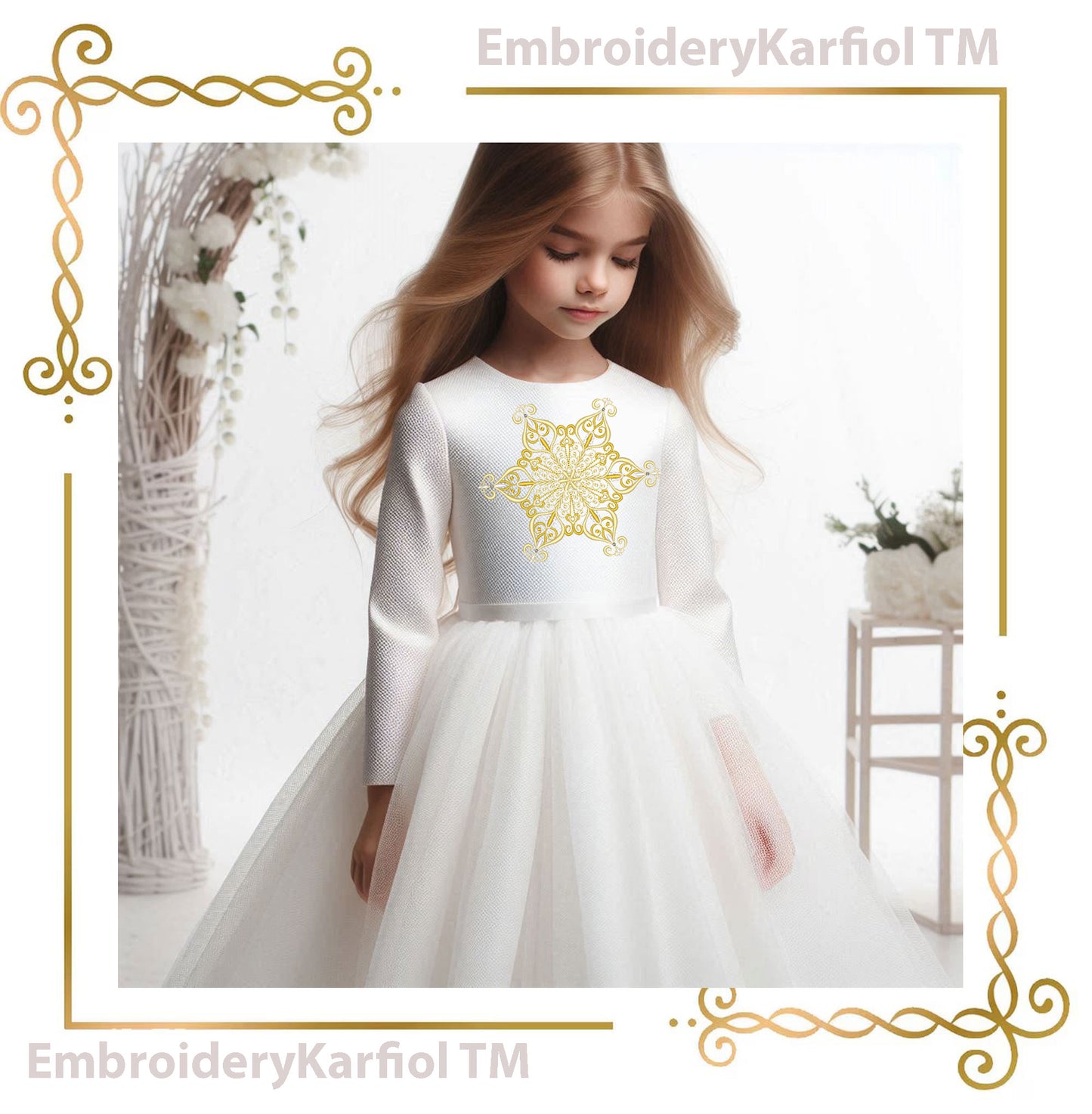 Christmas Elegant Snowflake Embroidery Design — Winter Ornament Pattern