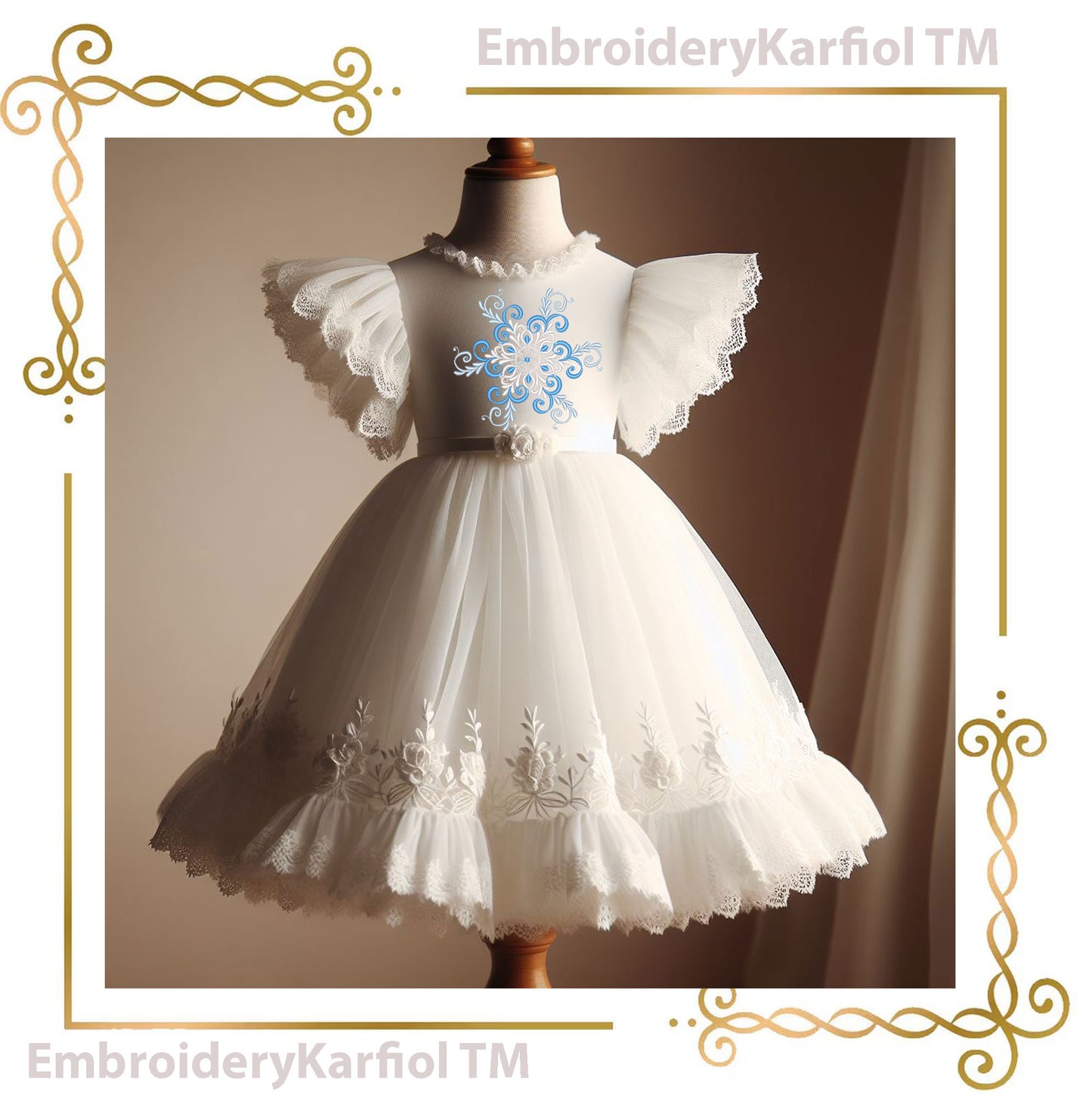 Christmas Elegant Snowflake Embroidery Design — Winter Ornament Pattern