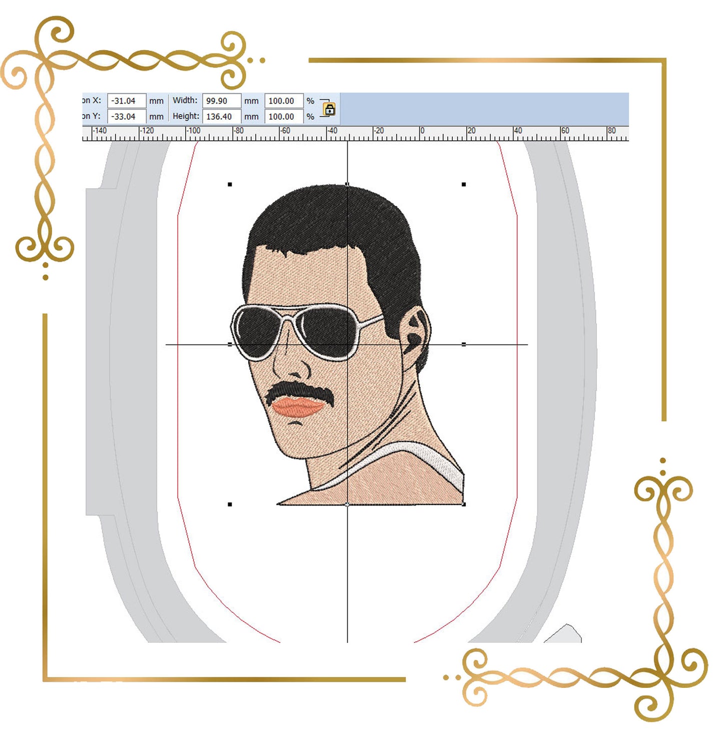 Freddie Mercury 2 Größen Stickmuster People zum direkten Download.
