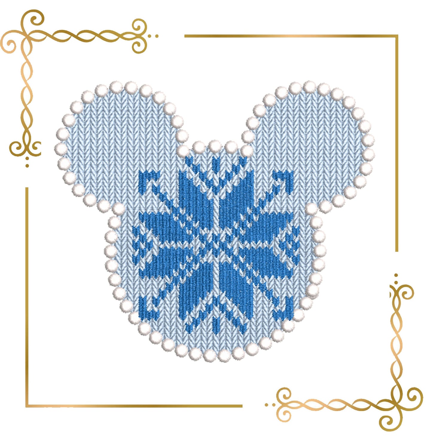 Mickey Mouse silhouette head knitted with pattern, embroidery design
