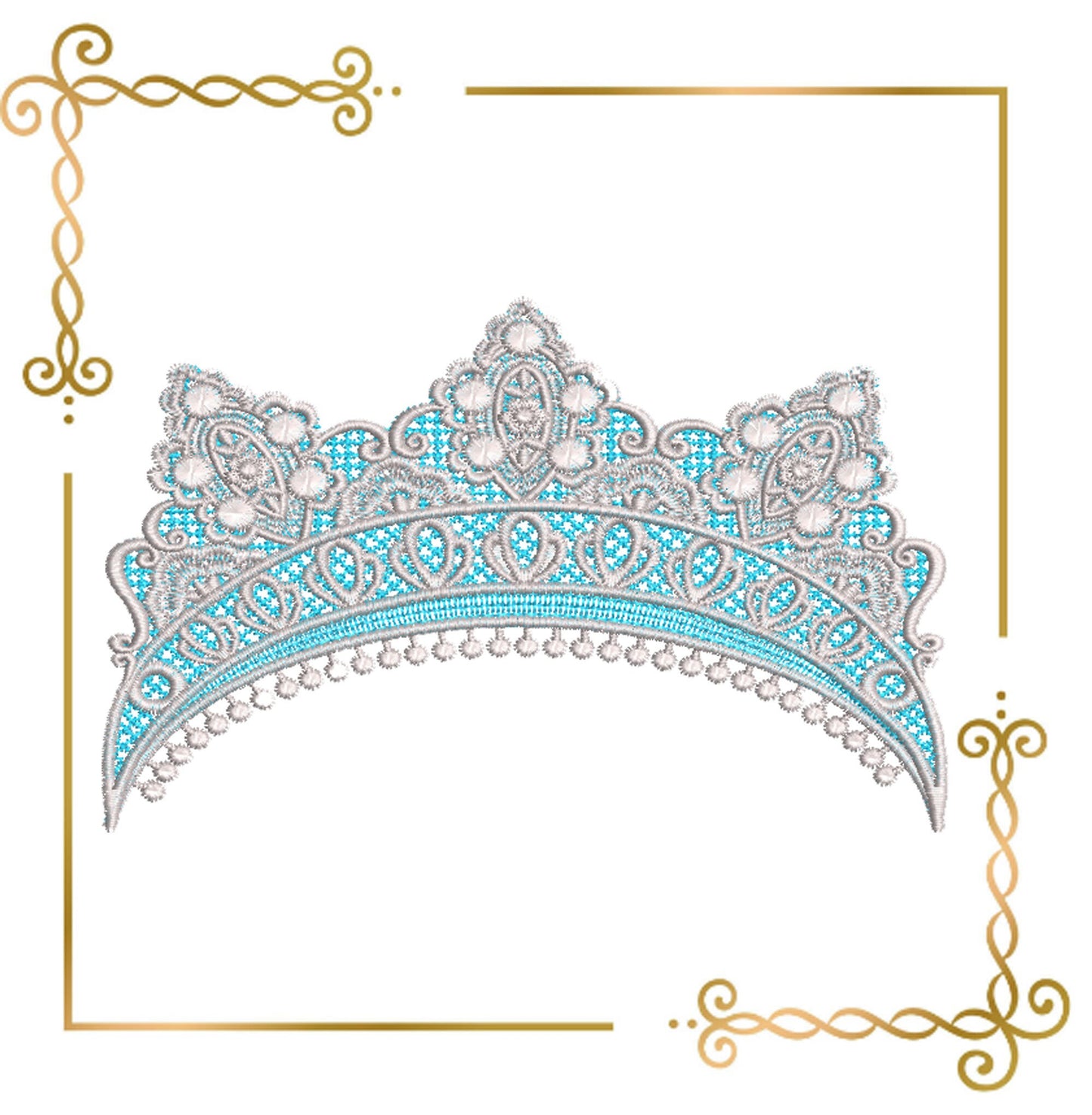 Princess Elsa Crown Tiara Frozen Elsa Disney character princess costume machine embroidery design digital