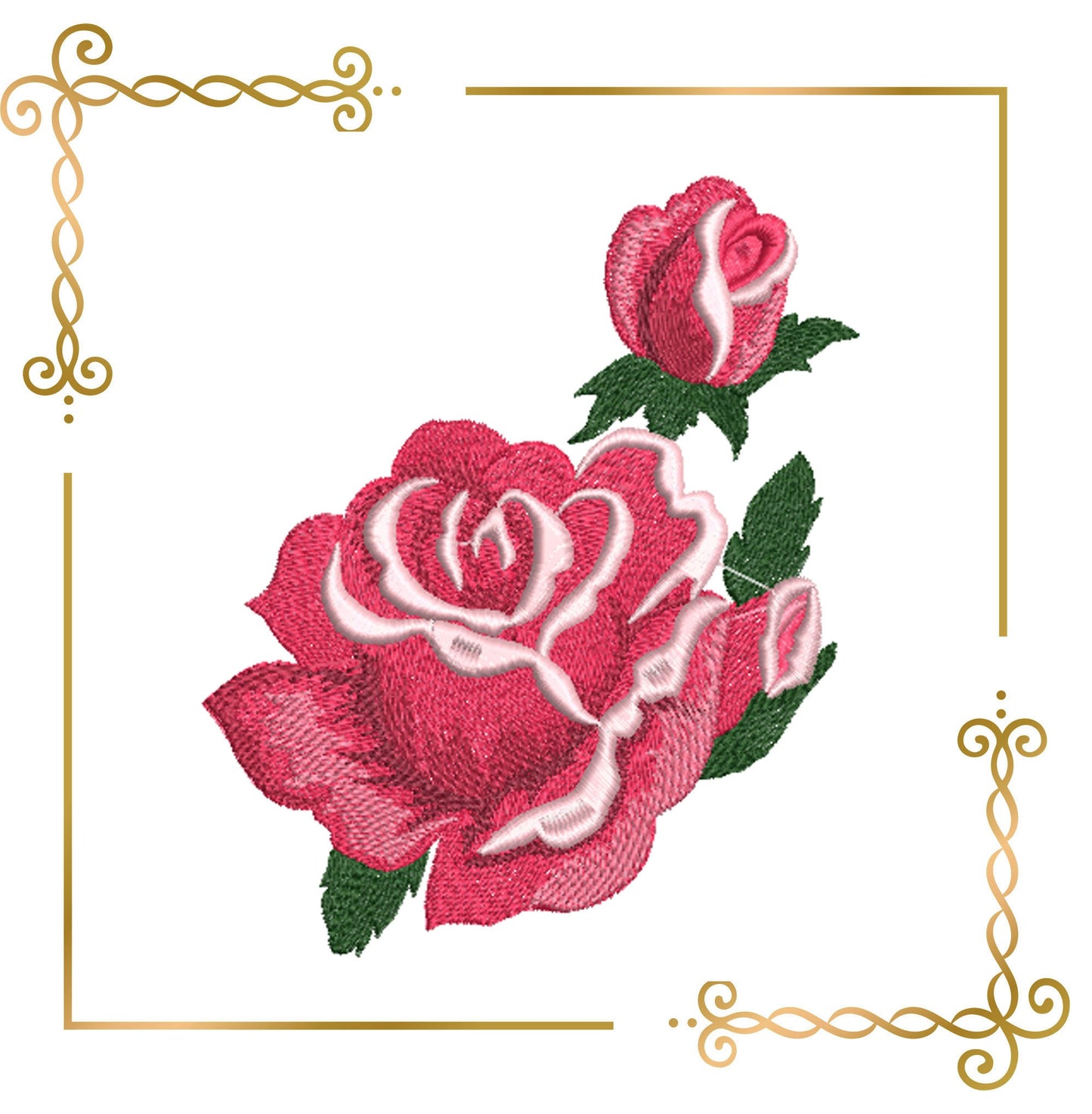 Blumen Rosenstrauß SET Stickmuster zum direkten Download.