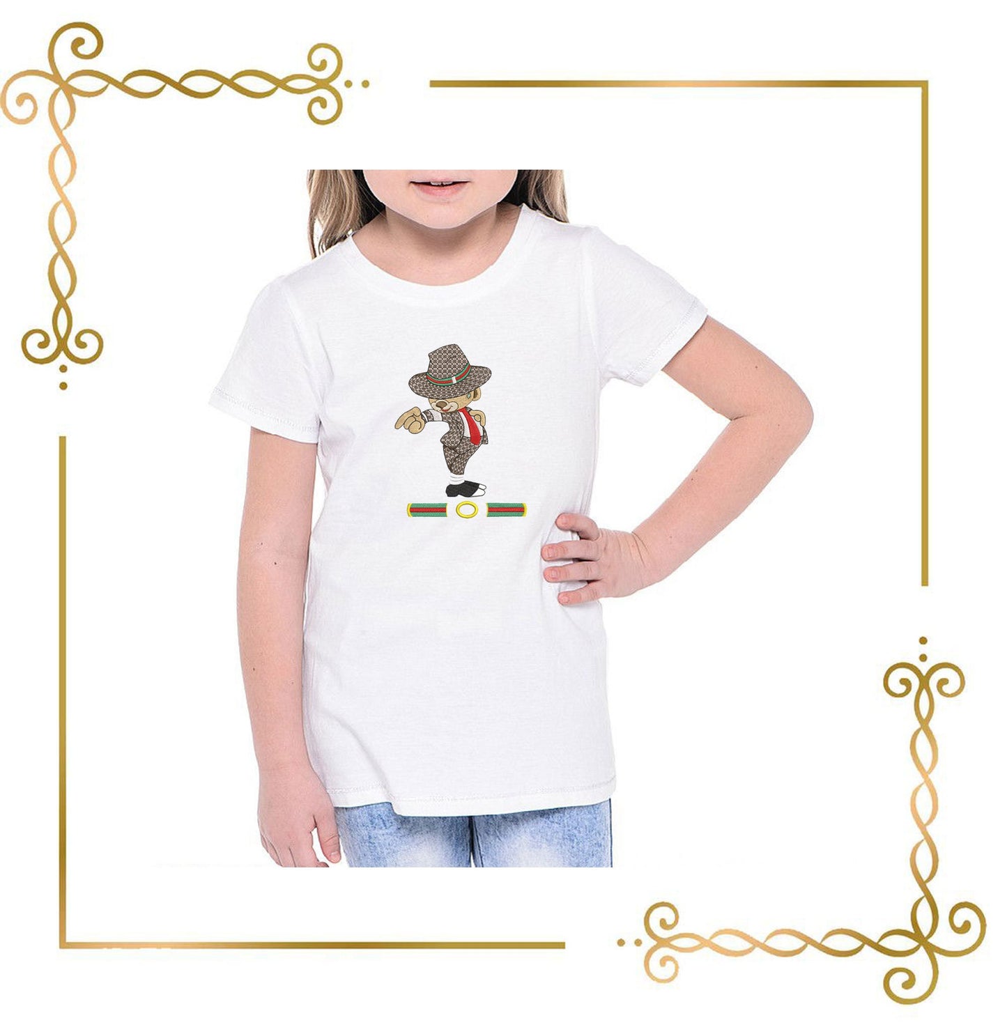 Teddybär Fashion Dance Zeichentrickfigur 2 Größen Stickmuster zum direkten Download.