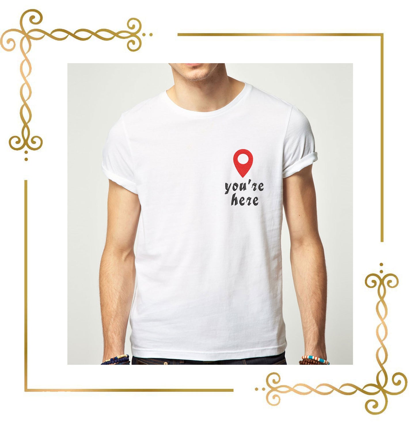 Gift design T-shirt lettering you are here embroidery design to the direct download.